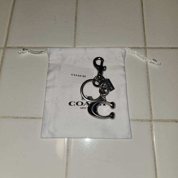 Coach Accessories - Coach Silver-Tone 'C' Charm Key Ring